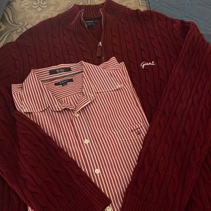 Gant sweater and long-sleeve button-down combo